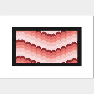 Bargello scallop waves coral Posters and Art